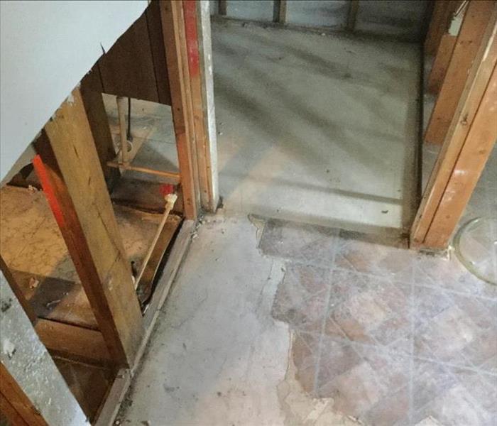studs, flooring cement plumbing line